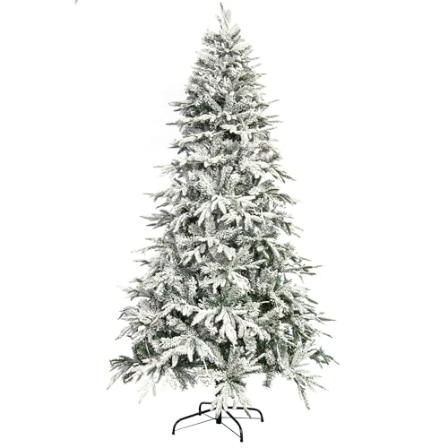 Image of Christmas Tree World | 8ft Artificial Unlit Snowy Alpine | Natural and Realistic Look with Bushy and Luxury Quality PVC Tips | Easy to Assemble and Take Down | 120cm Diameter