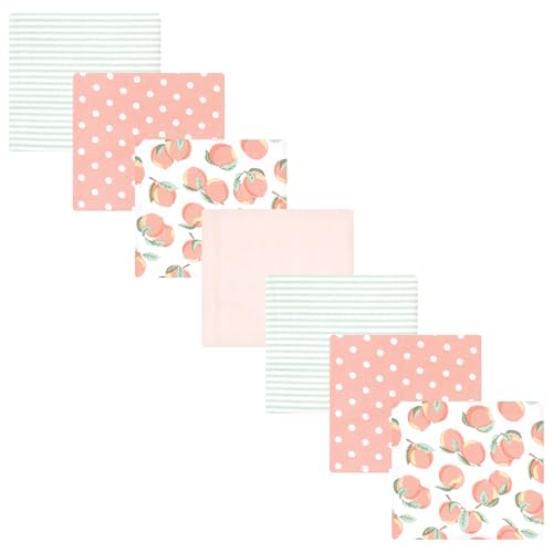 Image of Little Treasure Hudson Baby Cotton Poly Flannel Receiving Blankets Multipack, Pink Sweet Peach, 30x30 inches