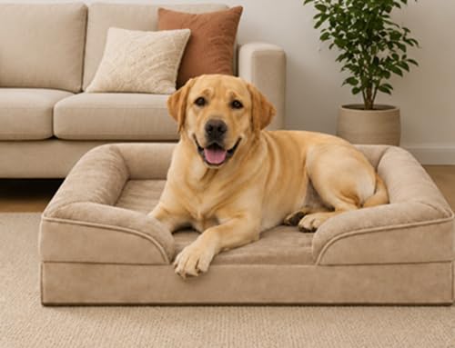 Image of PawHaven Dog Bed Comfortable Dog Mattress for Sleeping, Washable pet Bed for Dogs (Beige Color, 47x29x3 inch)