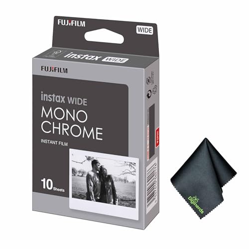Película instantánea Fujifilm INSTAX Wide Monocromática, 10 exposiciones, paquete con paño de limpieza miniatura 1