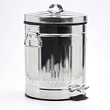 Small Trash Can with Lid-5L/1.3 Gal Stainless Steel Round Step Trash Can-Dog Poop Garbage Can-Retro