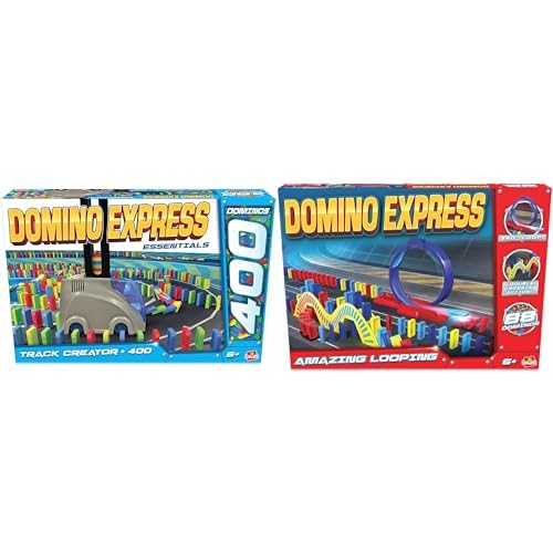Crazy Race – Set mit 2 Spielen: Domino Express Track Creator + Amazing Looping – Konstruktionsspiel – Domino-Rennen – Werden Sie der König der Kaskade – Zum Spielen allein, mit Familie oder Freunden