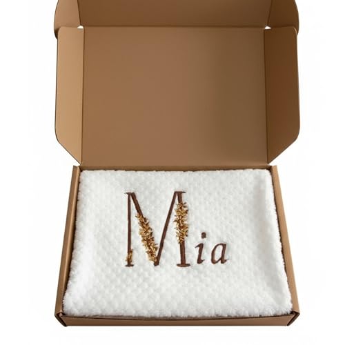 NLEYYAO Couverture Bébé Personnalisée brodée Prénom Initiales Fleurs- Idée Cadeau Original...