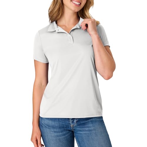 Hanes Sport Women's Cool DRI Performance Polo,White,Medium
