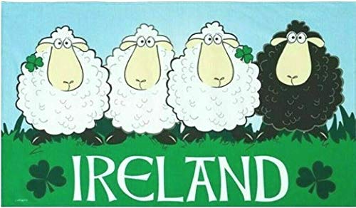 Irish Cadeau souvenir de moutons blancs Torchon Noir fantaisie Irlande Vert