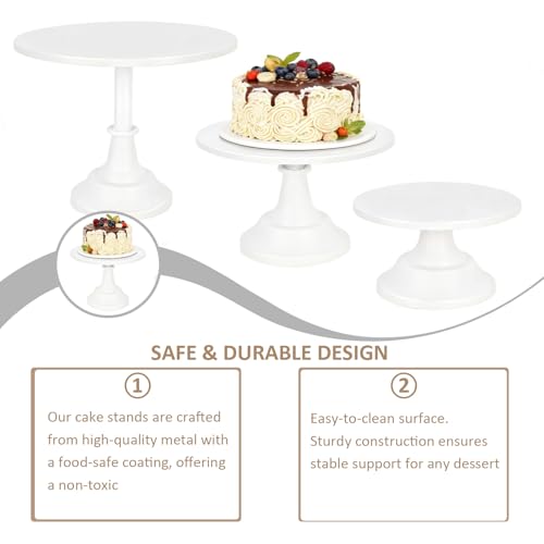 FEOKUMO 3-Pack White Metal Cake Stand Set, 8/10/12 Inch Tiered Display Stand with Pedestal Base for Wedding, Birthday, Baby Shower, Party Dessert Table
