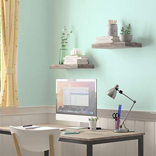 Image of HOOBRO Floating Shelves for Wall, Wall Mounted Shelf Set of 2, 15.7 inch Hanging Shelf with Invisible Brackets, for Wall Decor Storage in Bathroom Bedroom Kitchen Living Room Office, Greige BG40BJ01