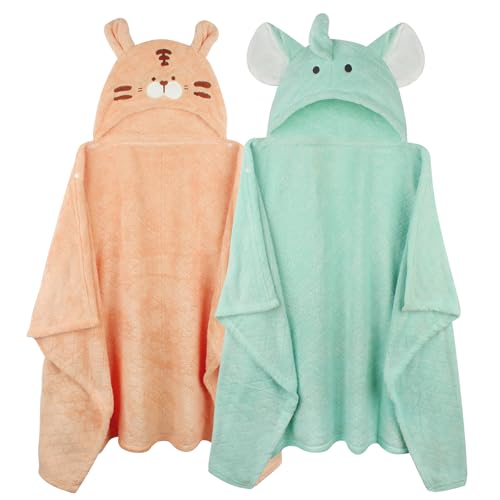 Image of FUBANRAY Toddler Towels with Hood Kids Towels Bath Baby Hooded Towel for Kids 0-5 Years, 2-Pack Soft Absorbent Baby Bath Towel Hooded Toddler Bath Towel Thick 50''x32''