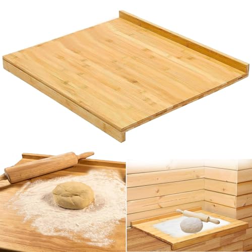 YYRZZ Reversible Pastry Board,19.68' x 16.14' Reversible Bamboo Pastry Board with Lip for Rolling Dough Wooden Cutting Baking Chopping Board Kneading Board for Counter Table Top Kitchen