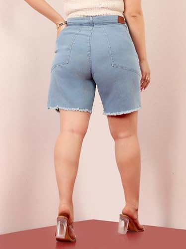 Image of Miss Chase A+ Women's Regular High Rise Above Knee Stretchable Denim Shorts & Skirts