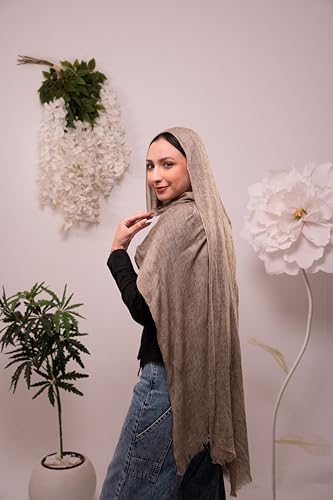 Mila Egyptian Thai Scarf for Women - Classy Gift for Special Occassions - Luxurious Fabric - Women's Hijab - Size (65x200) cm - طرحة قطن شاش تايلاندي مصري - حجاب (Light Cafe)