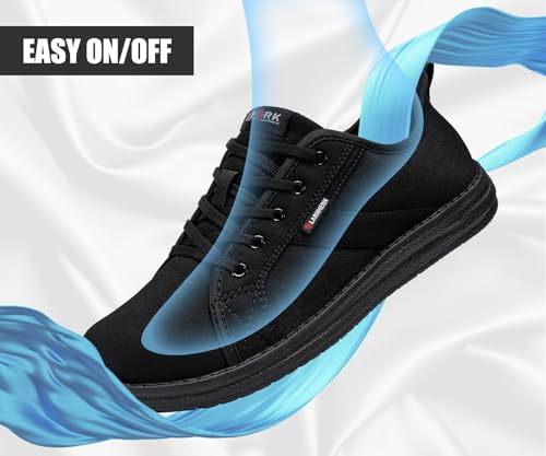 Image of LARNMERN Slip On Steel Toe Shoes Women Work Walking Sneakers Skate Hands Free Safety Tennis Shoes