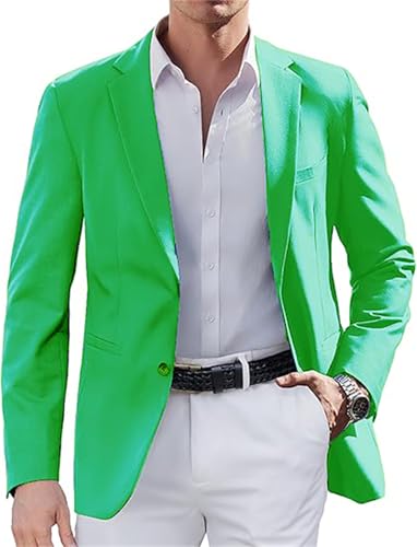 FLwuhui Mens Two Buttons Blazer Casual Lapel Collar Linen Jacket with Pockets Casual Sport Coat Slim Fit Lightweight Blazers