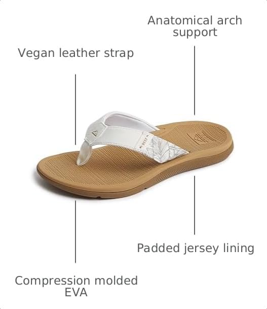 Image of REEF Santa Ana Womens Flip Flop, Arch Support, Water Friendly, Non Marking Outsole