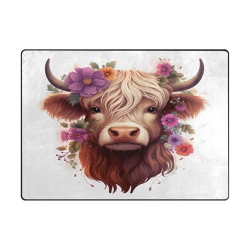 Grand tapis de sol 203 x 147 cm isolant à motif de bovins