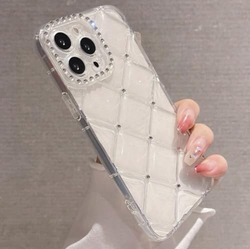 アイフォン13用ケース シルバーストーン キルティングケース 凸凹 大人 きらきら 可愛い スマホケース カバー ソフト キルティングデザイン レディース 女性 かわいい カワイイ シルバー アイホンケース アイフォンケース お洒落 キルティング (クリア 透明, 13用)