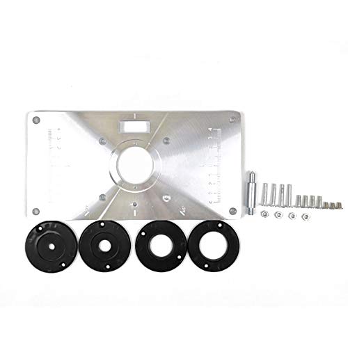 Baugger Aluminum Router Table Insert Plate, Multifunctional Woodworking Benches Wood Router Trimmer Models Engraving Machine with 4 Rings Tools Baugger Aluminum Router Table Insert Plate, Multifunctional Woodworking Benches Wood Router Trimmer Models Engraving Machine with 4 Rings Tools