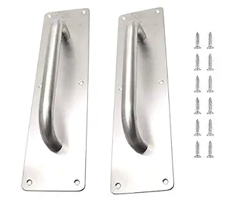 Liyafy Square Large 304 Stainless Steel Door Handle Pull and Push Plate Door Handle with Screws Use for Mark Restaurant Bar Business Place 2Pcs