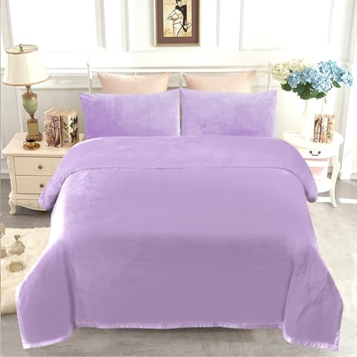 Image of JYK Fleece Plush Blanket - 3.5 LB, 1 Ply Lightweight Korean Style Mink Blanket, Queen 79 inch x 91 inch - Super Soft, Warm & Cozy, Microfiber Bed Blanket for All Seasons, Light Purple