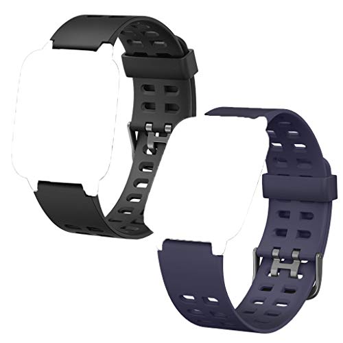 HOTSO Correas Repuesto para ID205L, Durable y Suave Silicona Banda Correa de Reemplazo (23mmm) Compatible con Pulsera Reloj Inteligente ID205, ID205L, ID205S Universal(Negro+Azul)
