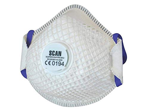 Scan SCAPPEP2VDUR FFP2 Duranet Moulded Valved Disposable Dust Masks Pack of 2