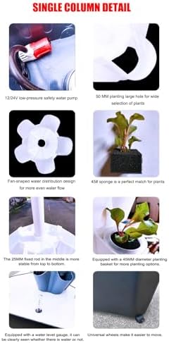 Vertical Hydroponic Garden Tower - 10 Layers Aeroponic System for Indoor Herbs, Fruits & Vegetables - Compact Hydroponics Growing Kit for Home Gardening