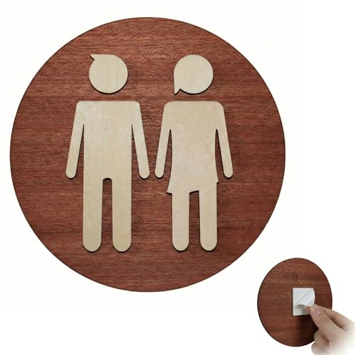 SOULVLAC Cartel Baño de Madera - Cartel Aseos de Fabricación Artesanal - Carteles de baño Adhesivos - Adorna tus aseos con un letrero de baño único.