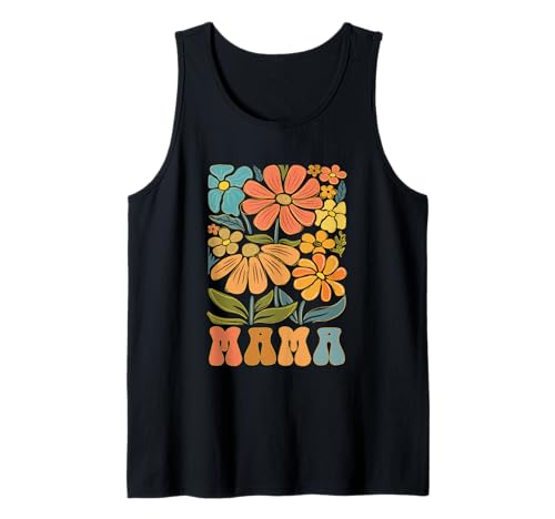 Mama Vibrant Floral Blooms, estilo retro Camiseta sin Mangas