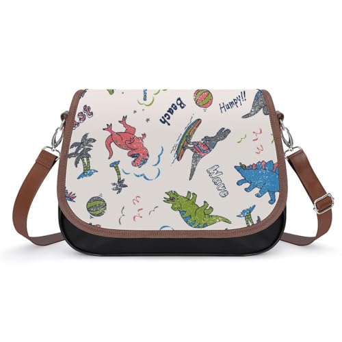 Crab Print Women's Crossbody Bag Detachable Wide Strap Shoulder Bag with Pockets Daily Work Bag