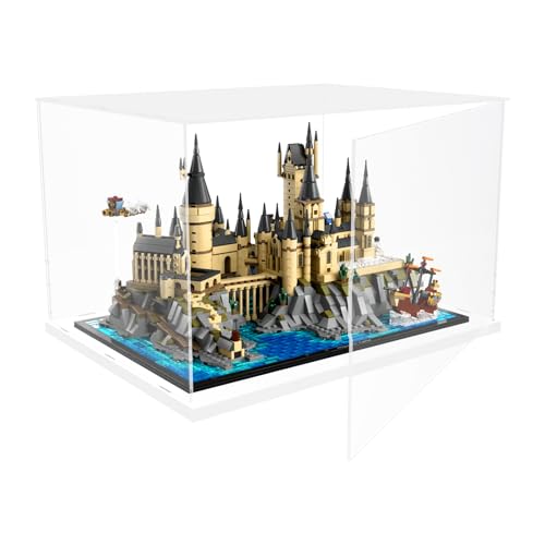 Image of Choowin Acrylic Display Case for Lego Hogwarts Castle 76419 for Lego Himeji Castle 21060, Thickened Clear Acrylic Display Cases for Collectibles, Assemble Dustproof Display Box with Door, White