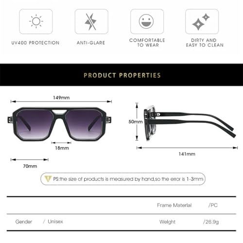 Lunettes de soleil punk à rivets mode rétro de luxe unisexe - 2
