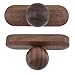 HEVSTIL 4PCS Natural Wood Drawer Knobs Retro Cabinet Pulls – M4 Screw Included – Ball Shape Decorative Cabinet Drawer Handles for Kitchen, Bathroom & Furniture (Rustic Brown Finish)