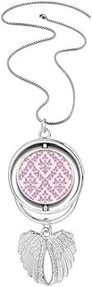 Collar con colgante de flores clásicas de color lila con alas de ángel giratorias
