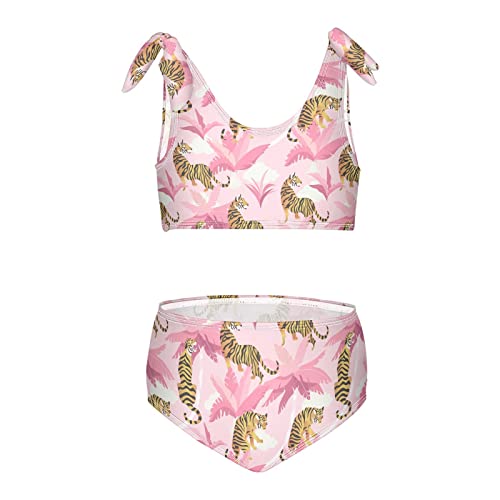 Image of Horse Pattern On Blue Girls Bikini Sets 2 Piece Swimsuits Bathing Suit Swimwear