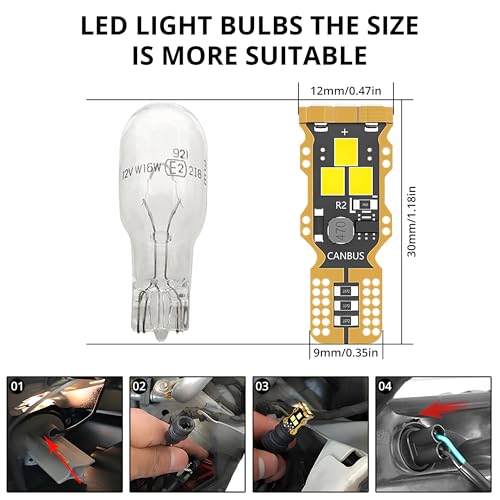Bombilla LED T15 6000K Super Brillante Blanca 2 Piezas miniatura 3