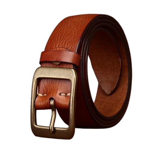 Distressed Textured Washed Vintage Leather Belt for Men Women- Versatile Genuine Cowhide Waist Strap for Casual Jeans(115cm/45, Brown)