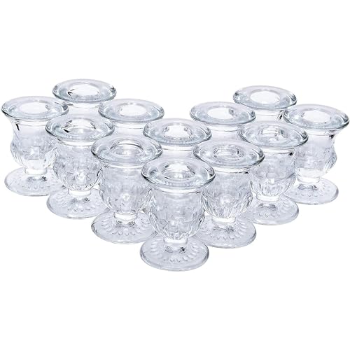 Hosley Set of 24 Glass Taper Candle Holders 2.5 Inches High Ideal Gift for Weddings Party Favor Reiki Meditation O3