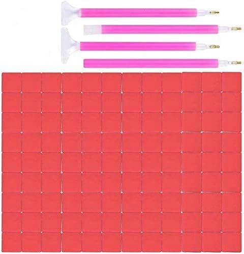 Squadare 100 Pieces 2cm x 2cm DIY Painting Glue Clay Diamond Painting Glue Clay with 4 pcs 4 Size 5D Diamond Painting Pen Drilling Embroidery Cross-Stitch Painting Set Tool
