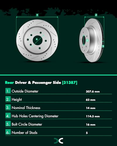 Image of SCITOO Rear 12.11 inch Brake Pads and Rotors Kits Brakes Kits:31387;D905