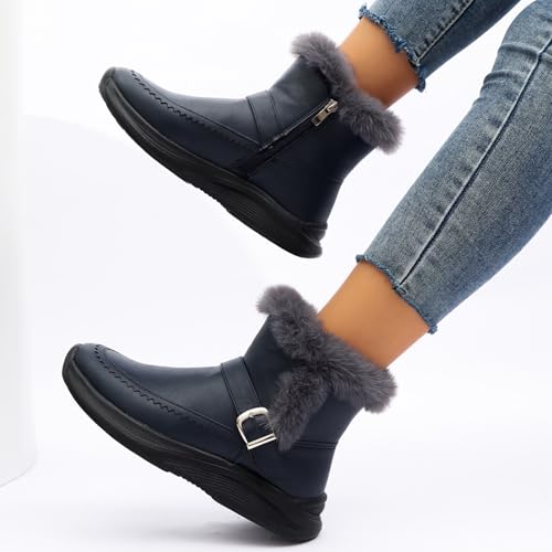 Bottes femme talon compensé bottines à lacets chaudes et légères - 7
