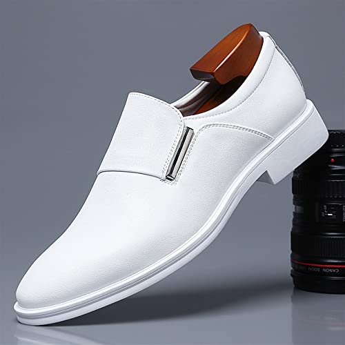 HOOENG Oxford Shoes for Men Slip On Round Toe Solid Color Leather Non Slip Resistant Low Top Outdoor2