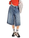 EMMIOL Jorts Women Baggy Jean Shorts Casual Summer Trendy Wide Leg Long Denim Shorts Y2K Streetwear