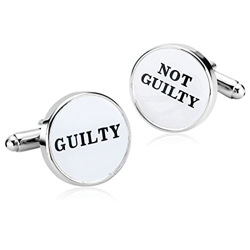 AnazoZ Gemelos de Boda Gemelos Camisa Acero Redondo Grabado Guilty Not Guilty Gemelos de Boda Blanco Gemelos Boda