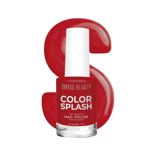 Image of Swiss Beauty Color Splash Nail Polish - Long-Lasting, Glossy - 11 ML, Crimson Love