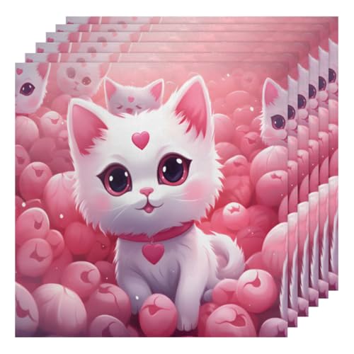 Servilletas de Tela Lovely Cat Kitten Set x6 50.5x50.5 cm miniatura 1
