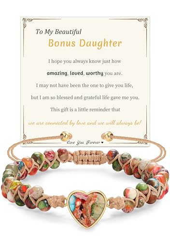 Image of Gifts for Daughter Granddaughter, To My Mom Grandma Wife Girlfriend Sister Jasper Heart Bracelets Birthday Graduation Anniversary Christmas Stocking Stuffers Valentines Mothers Day Jewelry