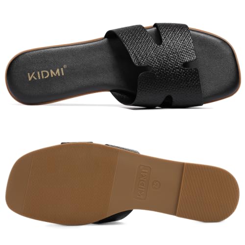 Image of KIDMI Women's Dressy Flat Sandals, Comfortable Slip On Summer Slides, Fashion Open Toe Casual Sandals