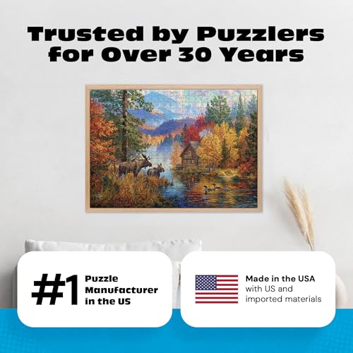 Rompecabezas Buffalo Games - Lago Adirondack, 500 piezas para adultos | Arte de Abraham Hunter, acabado en dorado, tamaño final 15 x 21,25 pulgadas, incluye póster, tablero reciclado, caja de exhibición para regalo miniatura 6