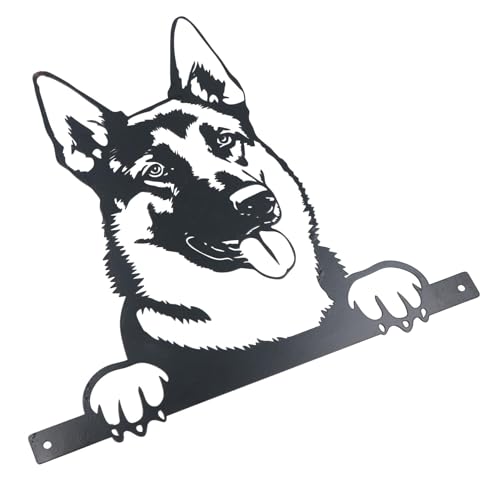 AB Tools Deutsche Schäferhund-Silhouette aus schwarzem Metall mit Befestigungsplatte