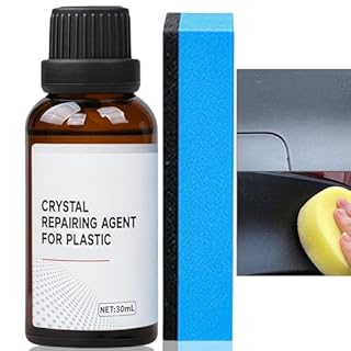 30ml Car Plastic Restorer Black with Sponge,Back to Black Trim Restorer,Plastics Parts Crystal Coating,Crystal Coating Plastic Restoration,Car Interior Plastic Scratch Repair,Prevents Drying Aging